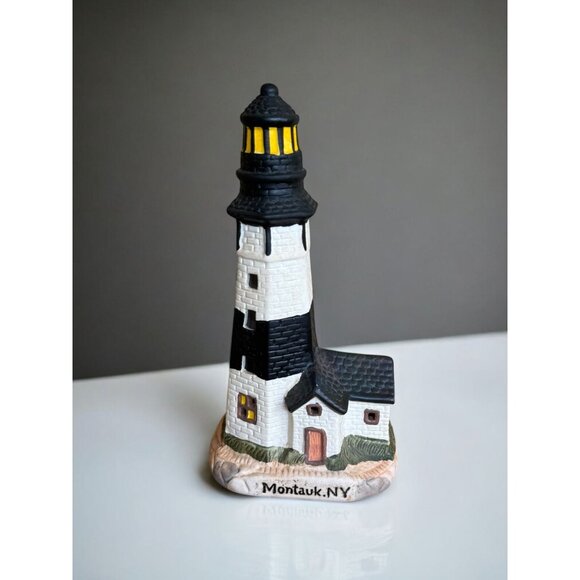 Ceramic Hand-Painted Montauk NY Lighthouse Figurine - Picture 1 of 8